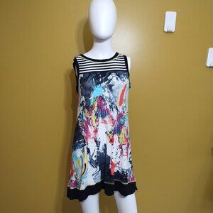 Pure Essence Urbanology Sleevelss Paint Splotch A Line Mini Dress M Art Boho Y2K